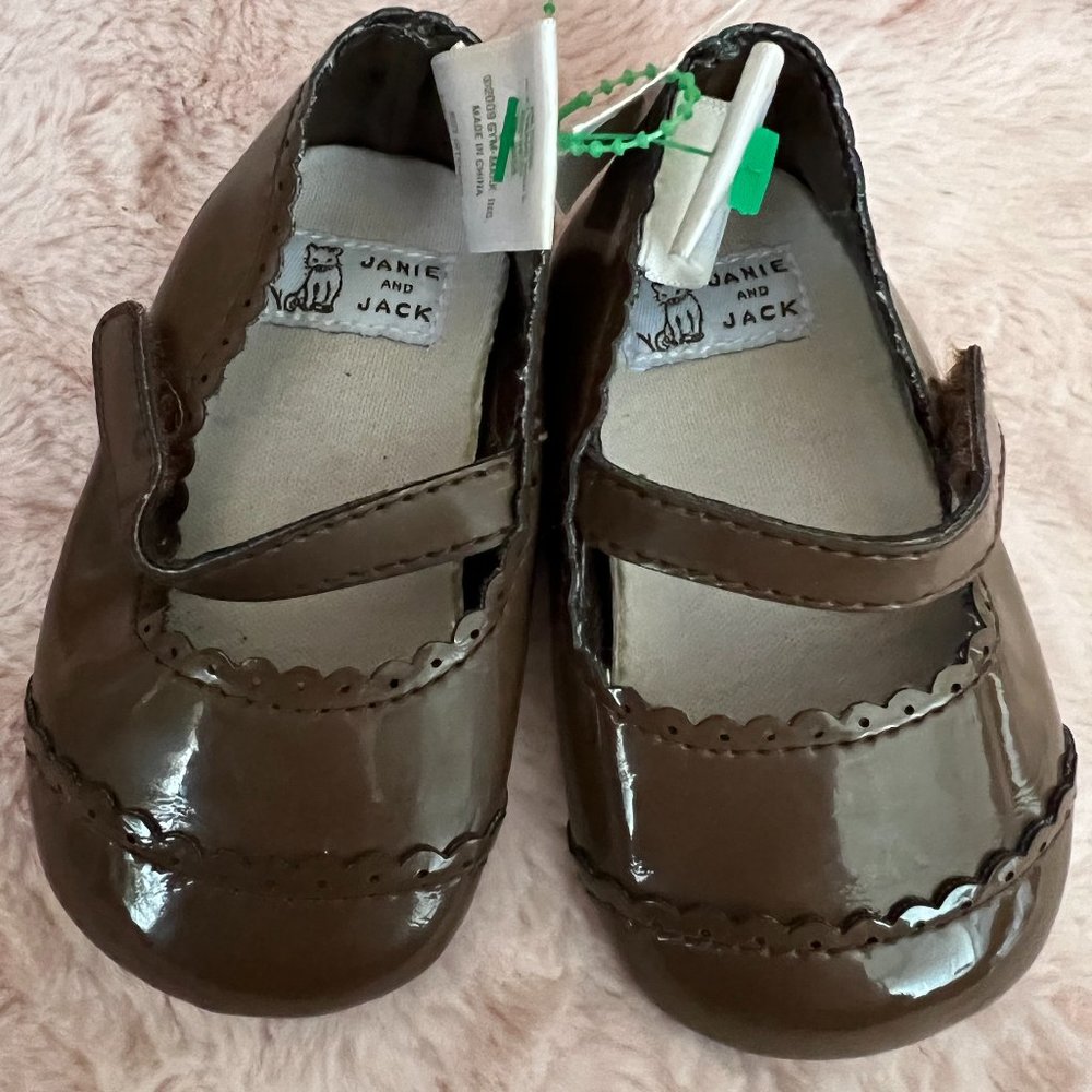Janie and Jack Black Baby Dress Shoes Size 2